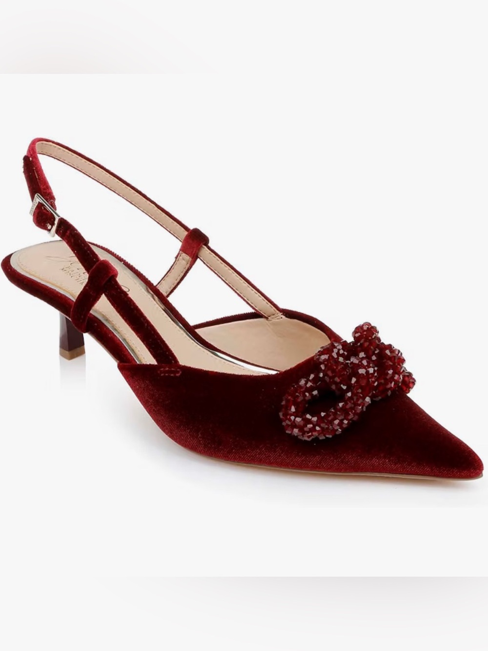 Jewel Badgley Mischka Tabitha Velvet Slingback Kitten Heels